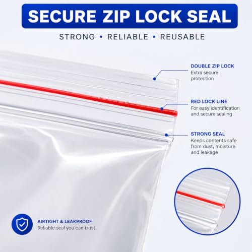 Image of SECUREMENT Resealable Zip Lock Bags|Transparent Press Lock Pouch (100 Pcs, 2 inchx3 inch) | Resealable Storage Bags for Jewelleries, Artifacts, Coin & Small Items