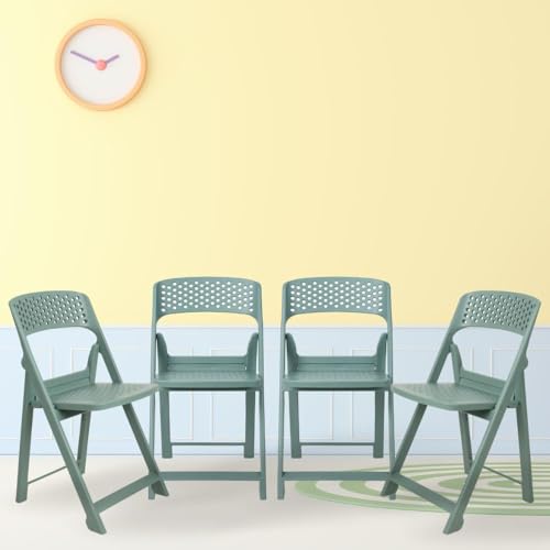 Image of ITALICA Phoenix Folding Chair /Space Saving Chairs /Folding Chair for Balcony, Garden, Patio /Indoor & Outdoor /Sturdy & Durable Chair for Comfortable Seating (Teal Green, Set of 4)