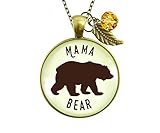 Gutsy Goodness Mama Bear Necklace Womens Pendant New Mom Handmade Jewelry Gift 24'