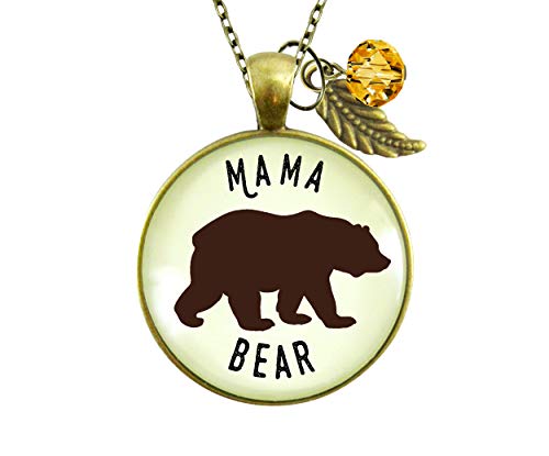 Gutsy Goodness Mama Bear Necklace Womens Pendant New Mom Handmade Jewelry Gift 24 