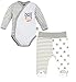 Makoma Baby Erstausstattung Neugeborenen Set 2tlg. Baby Body & Strampelhose mit Fuß Unisex (68, Eule Streifen)