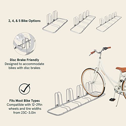 Image of Retrospec Stash Rack 2, 4 & 5 Bike Floor Stand Bicycle Storage Organizer for Mountain Bike, Road Bike, Weather Resistant Fine Powder Steel Coating Fits Wheels up to 3 inch | for Mountain Bike, Road Bike, Weather Resistant, Fits Wheels up to 3 inch