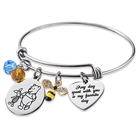 Winnie the Pooh Gifts for Women Friendship Bracelets Any Day Spent with You is My Favorite Day Bangle Teen Girls Gift BFF Bracelet Cover