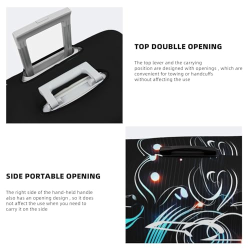 Music Note Luggage Cover Stretch Washable Suitcase Protector Suitcase Cover Anti-Scratch Luggage Sleeve Elastic Suitcase Case Protector Baggage Cover Fits 18-32 Inch4