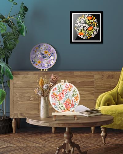 Image of TINDTOP Embroidery Kit for Adult, 3 Pack Embroidery DIY Starter Kit, with Stamped Patterns, Hoop, Tools, Colorful Threads with Needles, Instructions (Bouquet) | with Stamped Patterns, Hoop, Tools, Colorful Threads with Needles, Instructions (Bouquet)