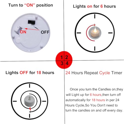 Anziner 12 led teelichter mit Timer, 6 Stunden an und 18 Stunden aus, 3.6 x 3.4 cm elektrische flackernde batteriebetriebene Kerzen… – Ansicht 5
