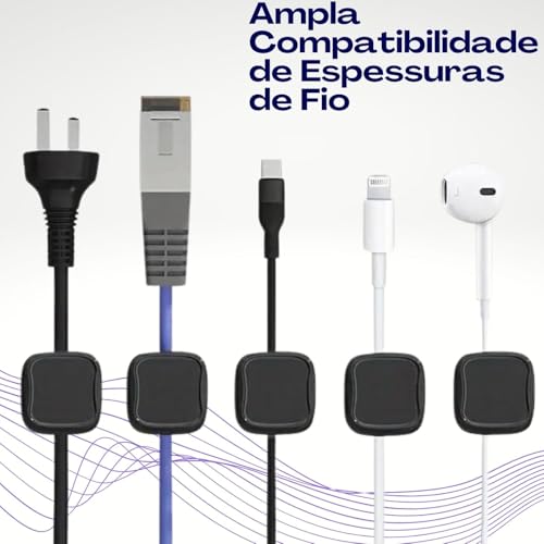 Clip Magnético Organizador de Cabos Fio Kit com 6 Autocolante Adesivo (Branco)