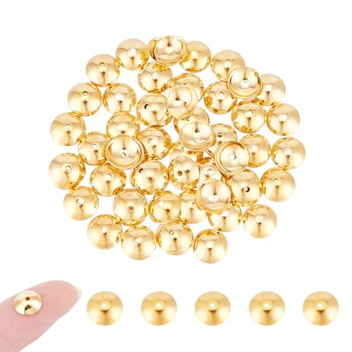 UNICRAFTALE About 100Pcs 18K Gold Plated Round Bead Caps Stainless Steel Bead Caps Apetalous Bead Caps Metal End Caps Spacer Cap Beads for Earring Bracelet Necklace Crafts Making 1mm Hole