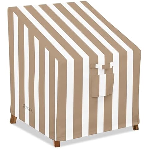 Elmara Outdoor Chair Covers – Waterproof, UV Fade-Resistant Patio Chair Covers Made of Heavy Duty Olefin – Durable All Weather Design Keeps Your Patio Furniture Safe (Bronze Stripe) Cover