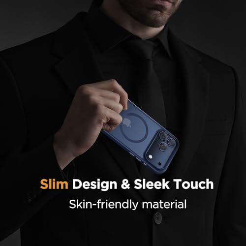 Image of Miracase Magnetic for iPhone 17 Pro Max Case (Compatible with MagSafe) with Screen Protector Military-Grade Protection, Anti-Fingerprint Matte Phone Cover for iPhone 17 Pro Max 6.9 inch, Blue
