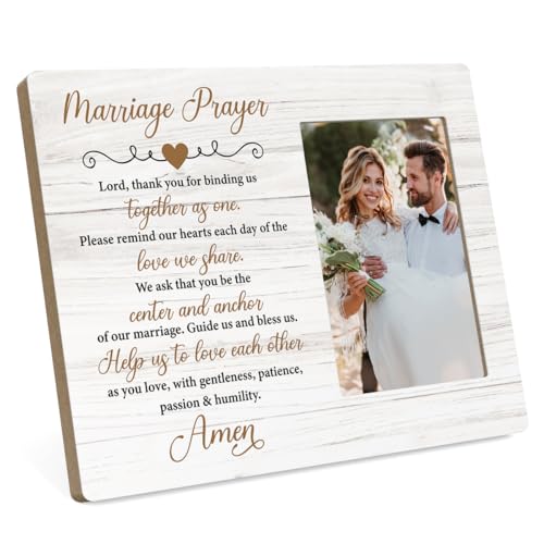 MGFYFGHJ Wedding Gifts for Couples 2026, Bridal Shower Gifts for Bride to Be, Marriage Prayer Plaque, Married Couples Anniversary, Wedding Picture Frame, Marriage Blessing Gift