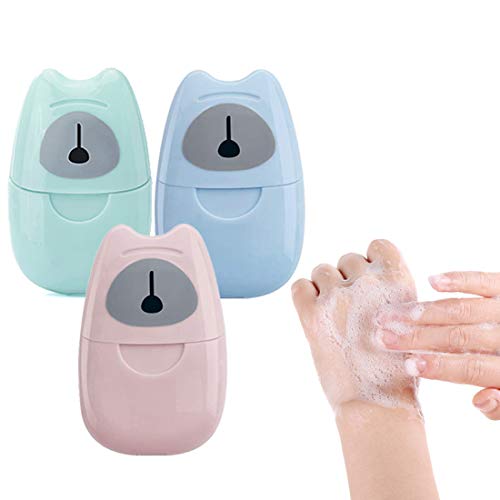 Meeto Mini Portable Travel Soap Paper Sheets, Disposable Hand Washing Bath Scented Paper Soap for Indoor Outdoor Camping Hiking Tourism 3 Boxs (150 Sheets)