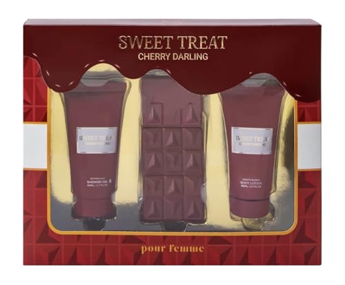 Sweet Treat Cherry Darling Pour Femme 3-Pack Shower Gel, Body Lotion & Fragrance (50ml each).
