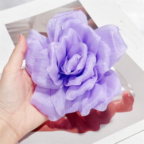 Image of Flash Camellia Flower Brooch Pin for Women Men Elegant Texture Fabric Dahlia Rose Floral Brooches Lapel Pins Dainty Wedding Holiday Party Costume Dress Accessories Jewelry