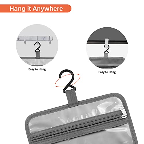 Cocopa Hanging Travel Toiletry Bag, Toiletry Bag For Women And Men, Water-Resistant Travel Makeup Bag With Hanging Hook,Travel Toiletry Organizer For Shampoo, Accessories,Toiletries(Grey) #TOP3
