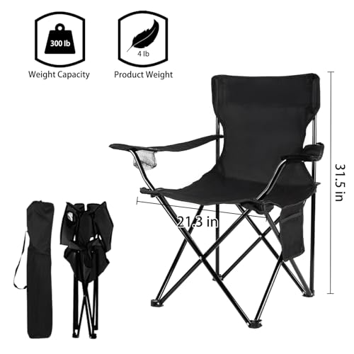 Image of Damei century 4Pack Folding Camping Chairs, Portable for Beach, Lawn, Black