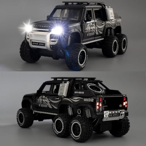 Image of Defender Toy Car 6 Wheel Diecast Metal Cars Model 1:24 Defender Cars for Kids Boy Girl Zinc Alloy Pull Back Toy Car with Sound and Light Gift and Collectible