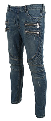 KooL J Mens Panel Biker Zippers Vintage Cotton Stretchy Denim Slim Straight Jeans