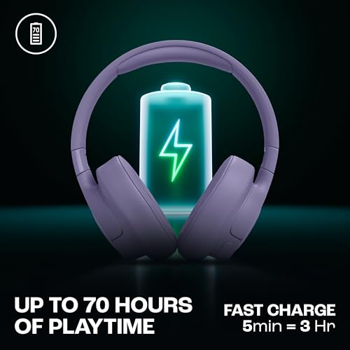 Image of JBL Tune 770NC Wireless Over Ear ANC Headphones with Mic, Upto 70 Hrs Playtime, Speedcharge, Google Fast Pair, Dual Pairing, BT 5.3 LE Audio, Customize on Headphones App (Purple)