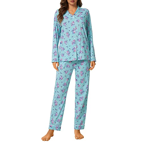 Image of Tugege Pajamas Set Long Sleeve Sleepwear Womens Button Down Nightwear Pj Sets