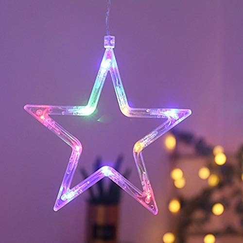 shsyue Christmas Window Lights Star Curtain Lights, Christmas Lights Decorations Indoor,12 Stars 138 LED Curtain String Lights for Bedroom Wall Wedding Party,USB Operated 8 Flashing Modes-Multicolor