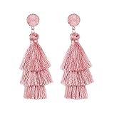 Colorful Layered Tassel Earrings Bohemian 3 Tier Fringe Statement Big Dangle Earrings Boho Handmade