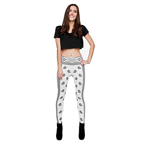 Qiyuxow Yoga Leggings Digital Print Skinny Pants - Super Stretch (Totem Bandana White) #TOP4