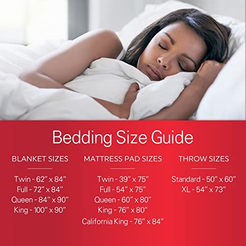 Sunbeam Queen Size Electric Fleece Heated Blanket In Mushroom With Dual Zone #TOP22