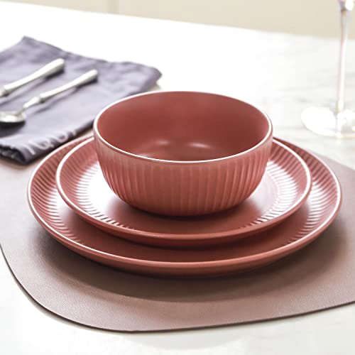 Image of Stone Lain Logan 12 Pieces Stoneware Dinnerware Set, Terracotta