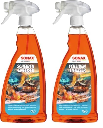 SONAX ScheibenEnteiser Sweet Home (1 Liter) taut sekundenschnell zugefrorene Scheiben auf, schützt vor Wiedervereisung und sorgt für klare Sicht | Art-Nr. 01373410 (Packung mit 2)