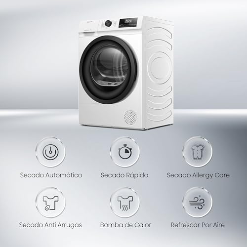 Miniatura 4 de Hisense Dhqe800bw2 - Secadora De Ropa, 8kg, Clase D, Ancho 60cm, 16 Programas, Secado Automático, Secado Rápido, Secado Anti Arrugas, Bomba De Calor, Secado Ion Refresh, Blanco