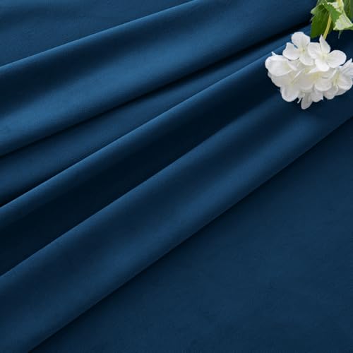 Image of MIULEE Velvet Curtains 50W x 90L 2 Panels Navy Blue Blackout Curtains | Luxury velvet fabric, pinch pleat design, back tab hooks, thermal insulated, blackout light blocking, for living room bedroom