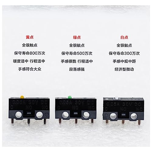Commutateur micro interrupteur de souris lot de 5 pièces blanches pour clic - 3