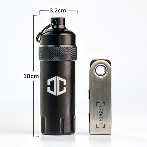Aluminum Waterproof Case For Ledger Nano X, Nano S, Nano S Plus - Shockproof, Portable Hardware Cold Wallet For Ledger - 24 Word Seed Phrase Plate And Engraving Pen Included, Black