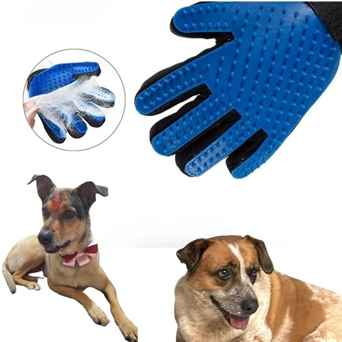 Luva Massageadora e Removedora de Pelos Para Cães e Gatos Magnetica Premium (Azul)