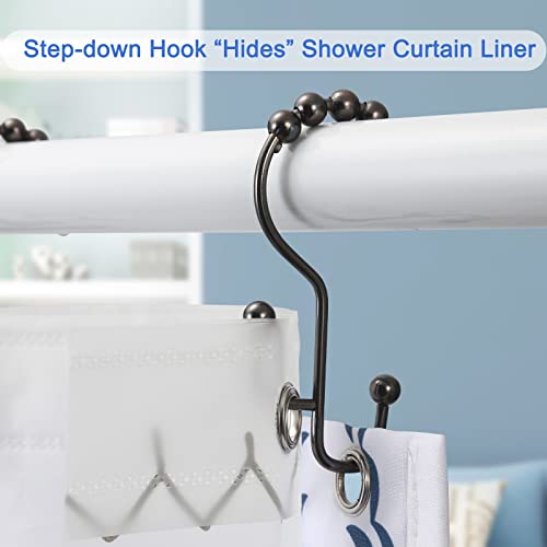 Shower Curtain Rings, Sutine Shower Curtain Hooks, Rust-Resistant Stainless Steel Shower Curtain Rings, Free Sliding Double Shower Curtain Hooks For Shower Curtains & Liners, 12Pcs-Bronze #TOP4
