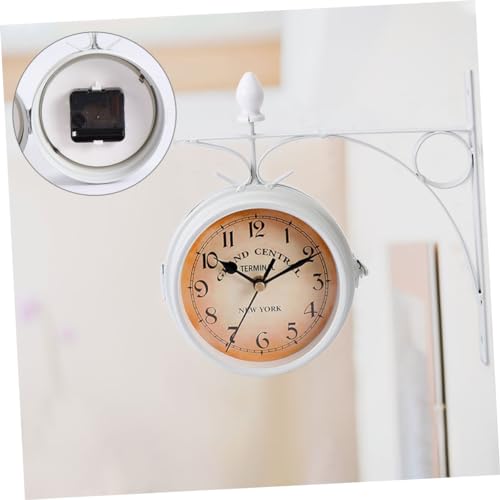 Unomor-Double-Sided-Wall-Clock-Outdoor-Clock-Farmhouse-Vintage-Garden-Clock-Garden-Hanging-Clock-Outdoor-Pendant-Lights-Outdoor-Decor-Home-Decor-Decorative-Iron-Digital-White-Chandelier
