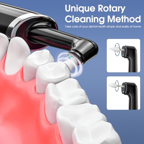 Hangsun Tooth Polisher Electric, Rechargeable Dental Polisher for Teeth Daily Cleaning, Whitening and Polishing, Stain Remover Tool with 5 Brush Heads, 5 Modes, IPX6 Waterproof and LED Light