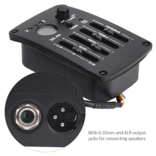 EQ-Equalizer-Tonabnehmer für Akustikgitarre, 4-Band-Vorverstärker, Musikinstrumentenzubehör SE4N – Hochwertiger 4-Band-Tonabnehmer für Akustikgitarre mit Equalizer-Vorverstärker