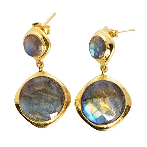 Boucle d'oreille en pierre précieuse multicolore flash pour femme argent