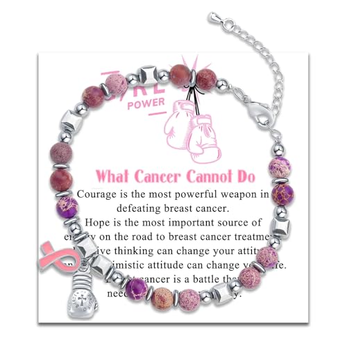 Image of Breast Cancer Bracelets Cancer Bracelet Breast Cancer Awareness Cancer Bracelets for Women Cancer Bracelet Cancer Survivor Gifts for Woman Pbreast Cancer Awareness Accessories