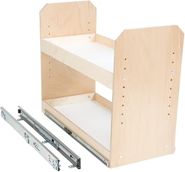 Slide-A-Shelf Fully Customizable Adjustable 2-Tier Tower with Full Extension Rails