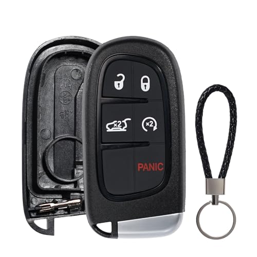 SUPALAND Key Fob Shell Case Replacement for Jeep Cherokee 2014 2015 2016 2017 2018 2019 2020 2021 2022 Keyless Entry Remote Start Control GQ4-54T 5 Button with Keycain
