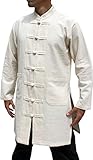 RaanPahMuang Kung Fu Tai Chi Mandarin Renaissance Costume Cotton Jacket Shirt, X-Large, Muang Cotton - Cream