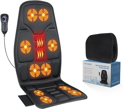 SLOTHMORE IDODO Vibration Back Massage Cushion, Massager Chair Pad with Heat, 10 Vibrating Motors & Heating Therapy to Release Stress and Fatigue for Car Use, Home or Office