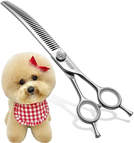 FOGOSP 8.0'' Curved Chunkers Shears for Dog Grooming Professional Magic Dog Grooming Scissors with Big Artificial Diamonds 38 Teeth for Large Dog(8.0 in, Curved Chunkers)