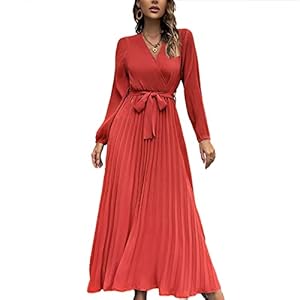 Generic Czerwona Długa Sukienka Plisowana 6