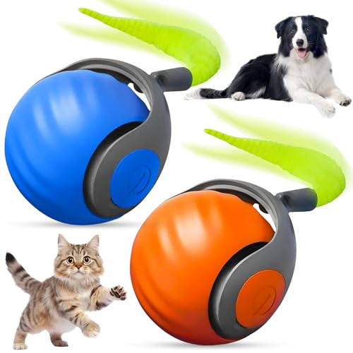 Axinyijia 2 Piezas Pelota Interactiva para Gato Speedy Tail 2.0, Pelota Perro se Mueve Sola, Juguetes Pelota Viva para Gatos Interactivos