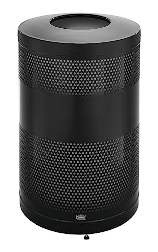 Image of Rubbermaid Commercial Products Classic Trash Can, 51-Gallon, Stainless Steel Black, Hands-Free Indoor /Outdoor Garbage Bin for Mall /Stadium /Office /Lobby /Restaurant