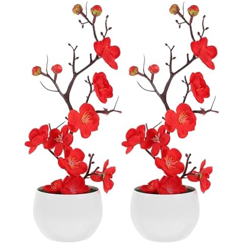 ibasence Faux Potted Plum Blossom Cover